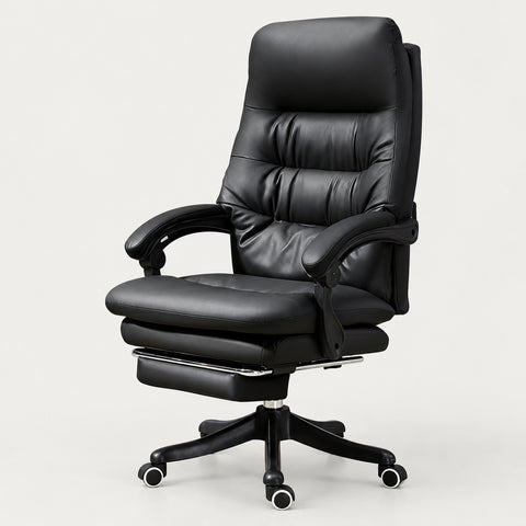 Modern Executive Desk with Lumbar Support, Swivel & Round for Home Office