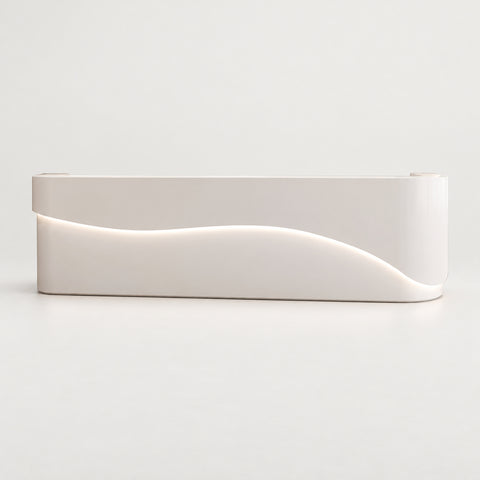 Curved Reception Desk 79-142 in Wide with File Drawers, LED Lighting & Transaction Counter