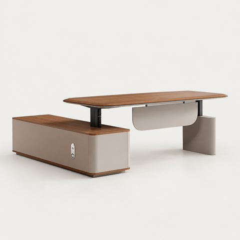 Modern Executive Desk 71-126 in Wide with USB Ports, Wireless Charging & Cable Management