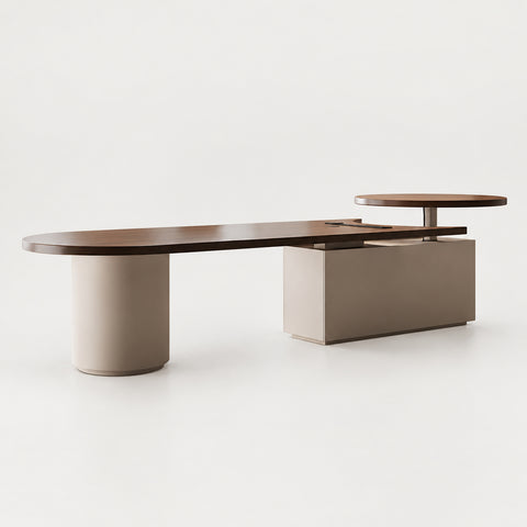 Executive Desk 87-157 in Wide with Built-In Outlets, Wireless Charging & Cable Management