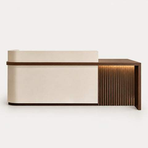 Curved Reception Desk 47-157 in Wide with Transaction Counter for Salon