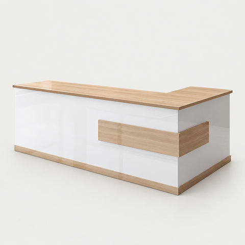 L-Shaped Reception Desk with Keyboard Tray & Lockable for Salon