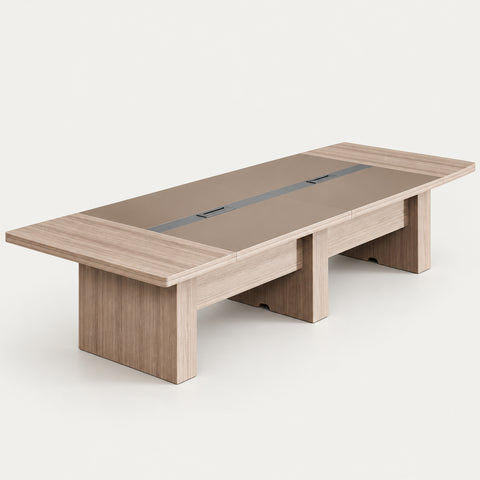 Rectangular Conference Table 142 in Wide (11.8 ft) with Cable Management & Dual-Tone