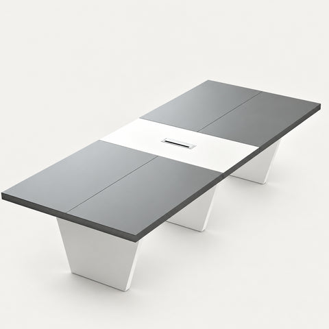 Rectangular Conference Table with Dual-Tone, Cable Management & Walnut for Boardroom