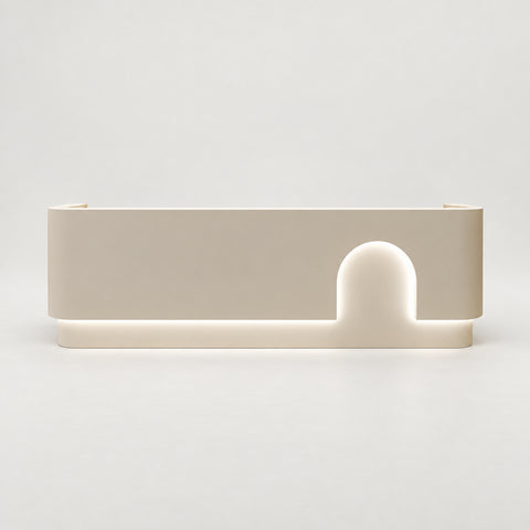 Round Reception Desk with LED Lighting, Keyboard Tray & Lockable for Clinic