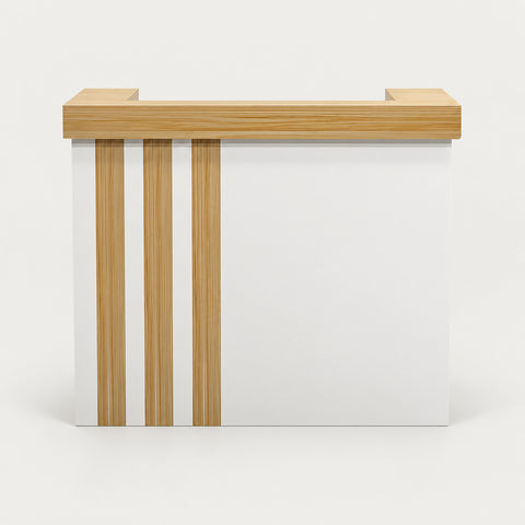 Curved Reception Desk 31-71 in Wide with Lockable, File Drawers & Fluted Front for Salon