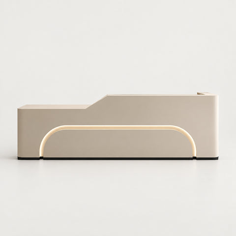 Curved Reception Desk 71-142 in Wide with File Drawers & Transaction Counter for Salon