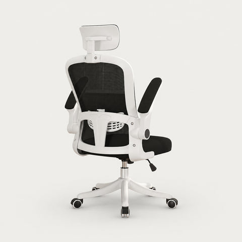 White Frame Black - Rolling Round Casters (With 3D Headrest)