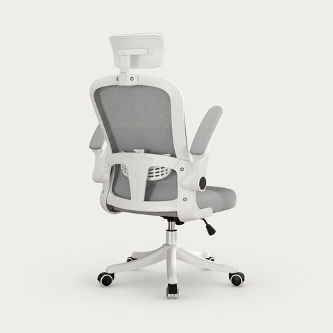 White Frame Gray - Rolling Round Casters (With 3D Headrest)