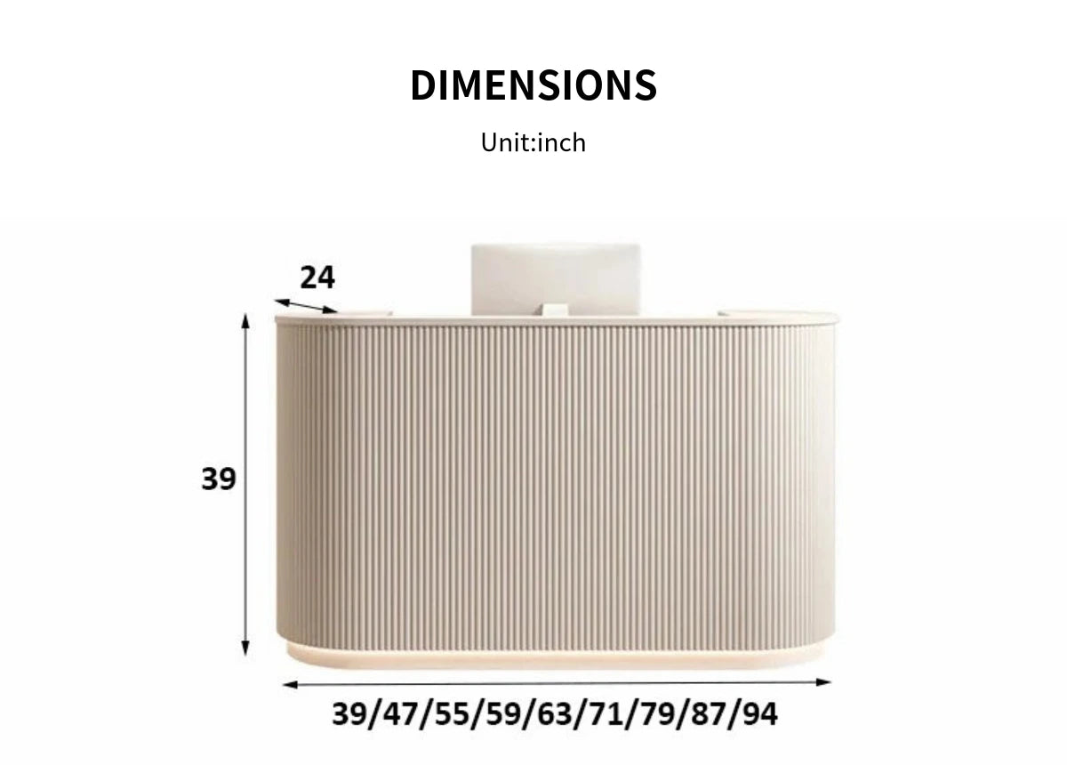 L-Shaped Reception Desk with LED Lighting, Lumbar Support & Transaction Counter for Retail — Detail image 6