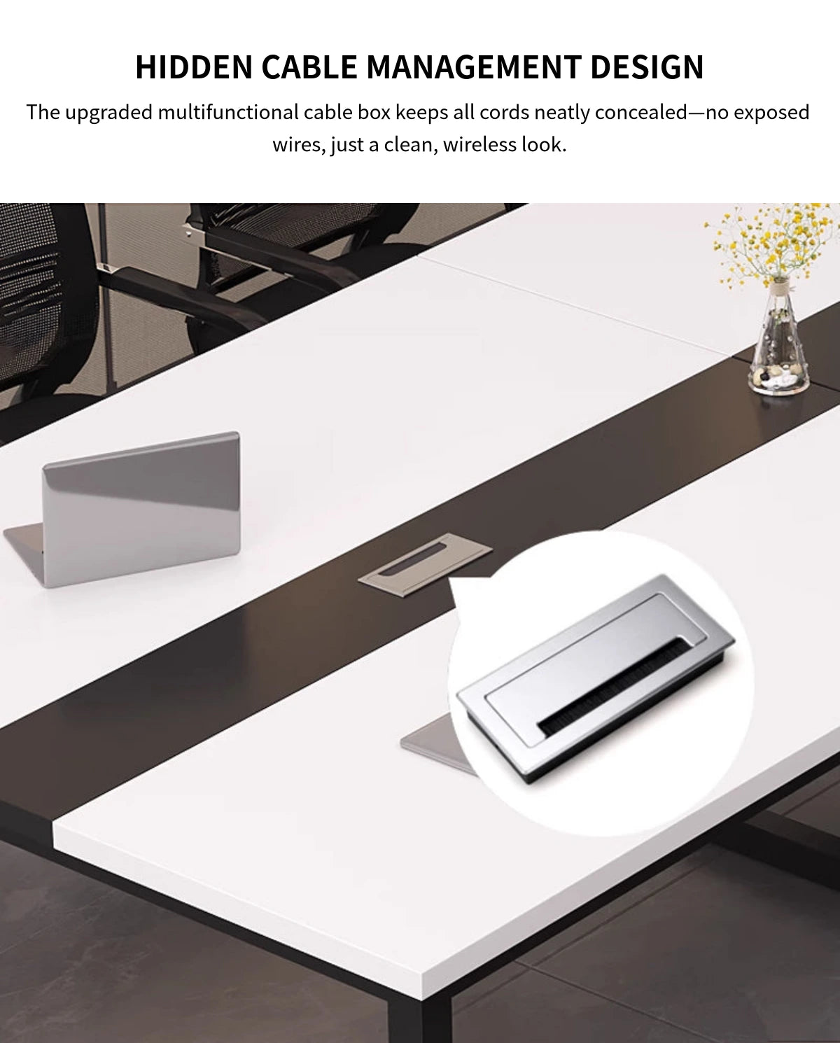 Rectangular Conference Table with Cable Management, Dual-Tone & Lumbar Support — Detail image 3