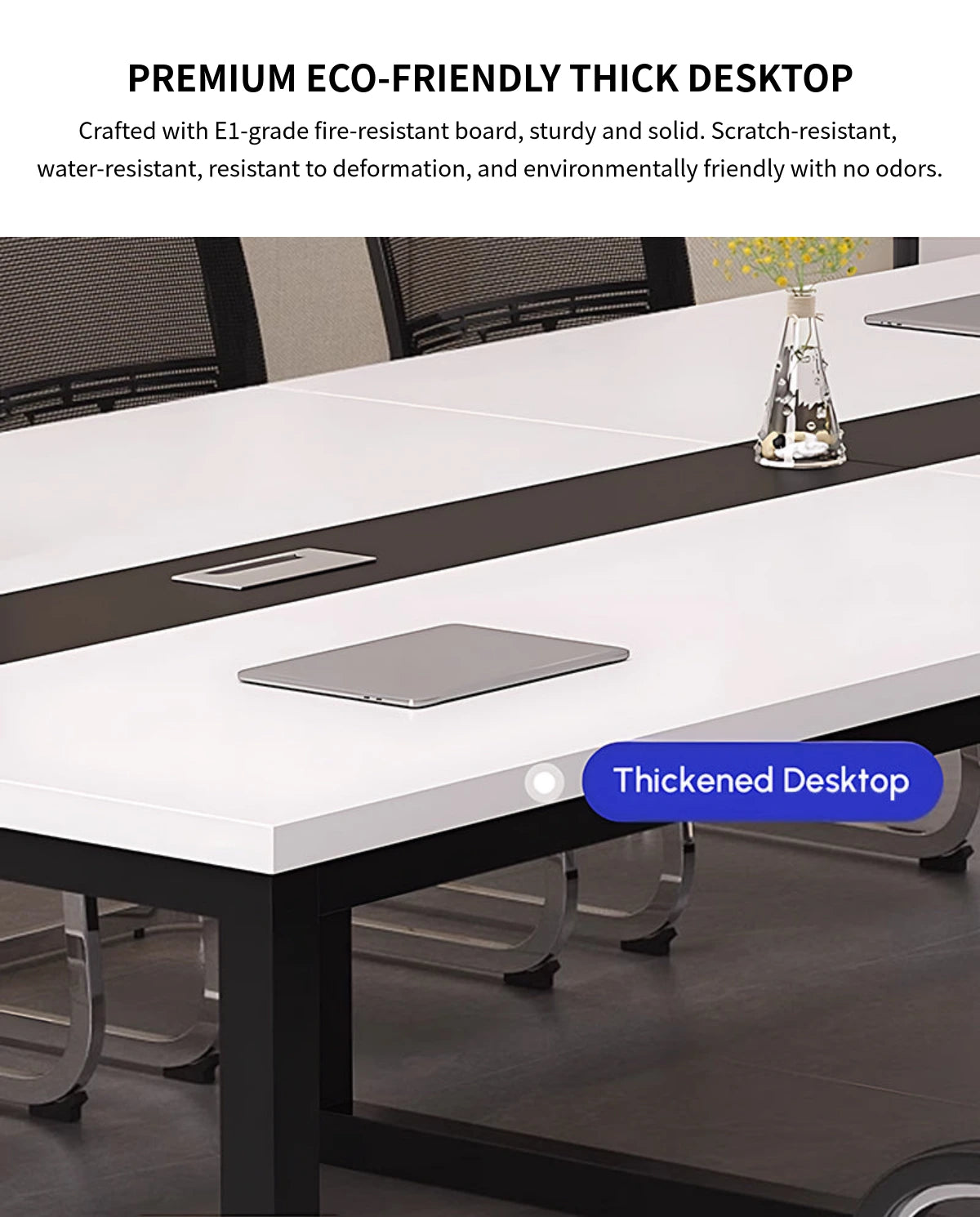 Rectangular Conference Table with Cable Management, Dual-Tone & Lumbar Support — Detail image 5