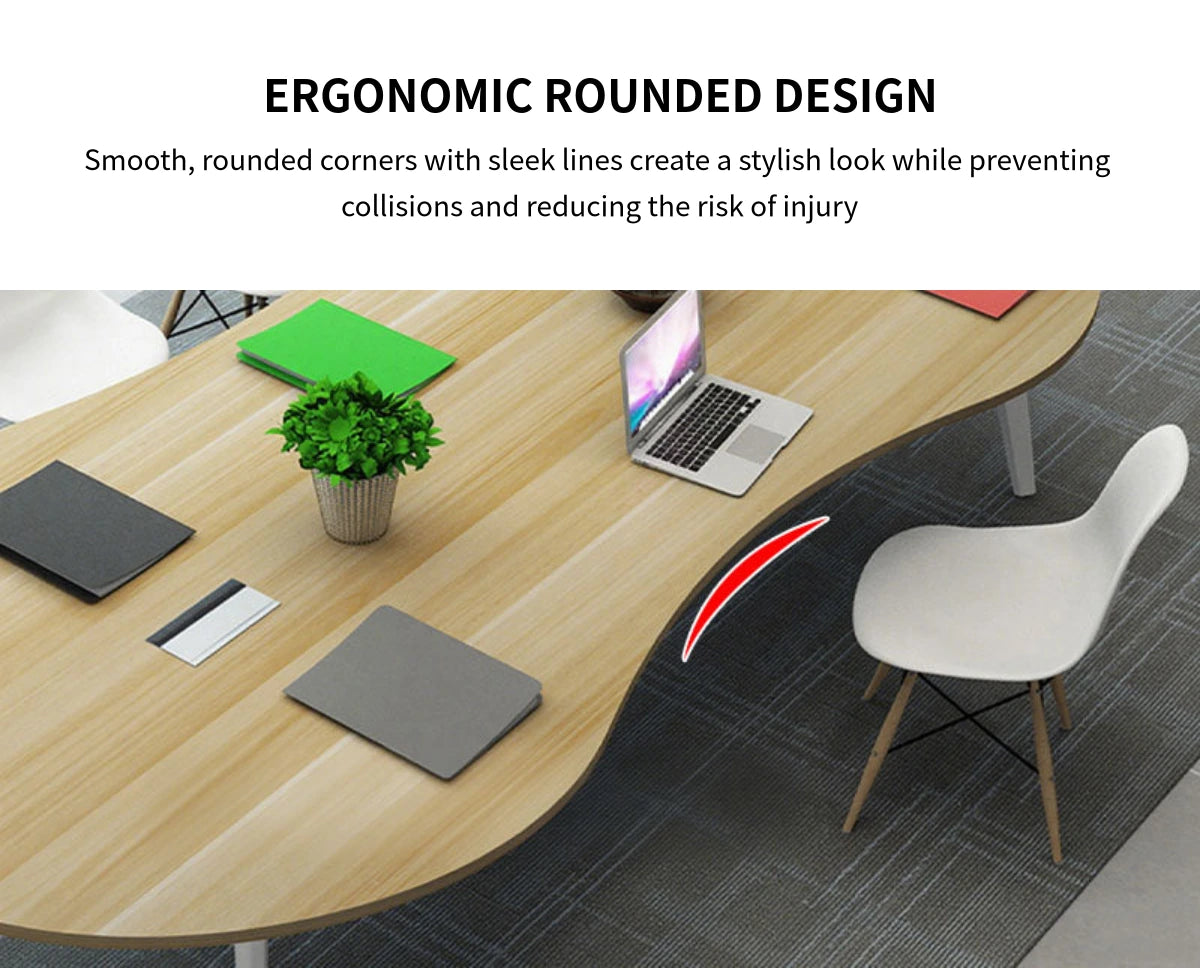 Oval Conference Table with Cable Management, Solid Wood & Lumbar Support for Meeting Room — Detail image 5
