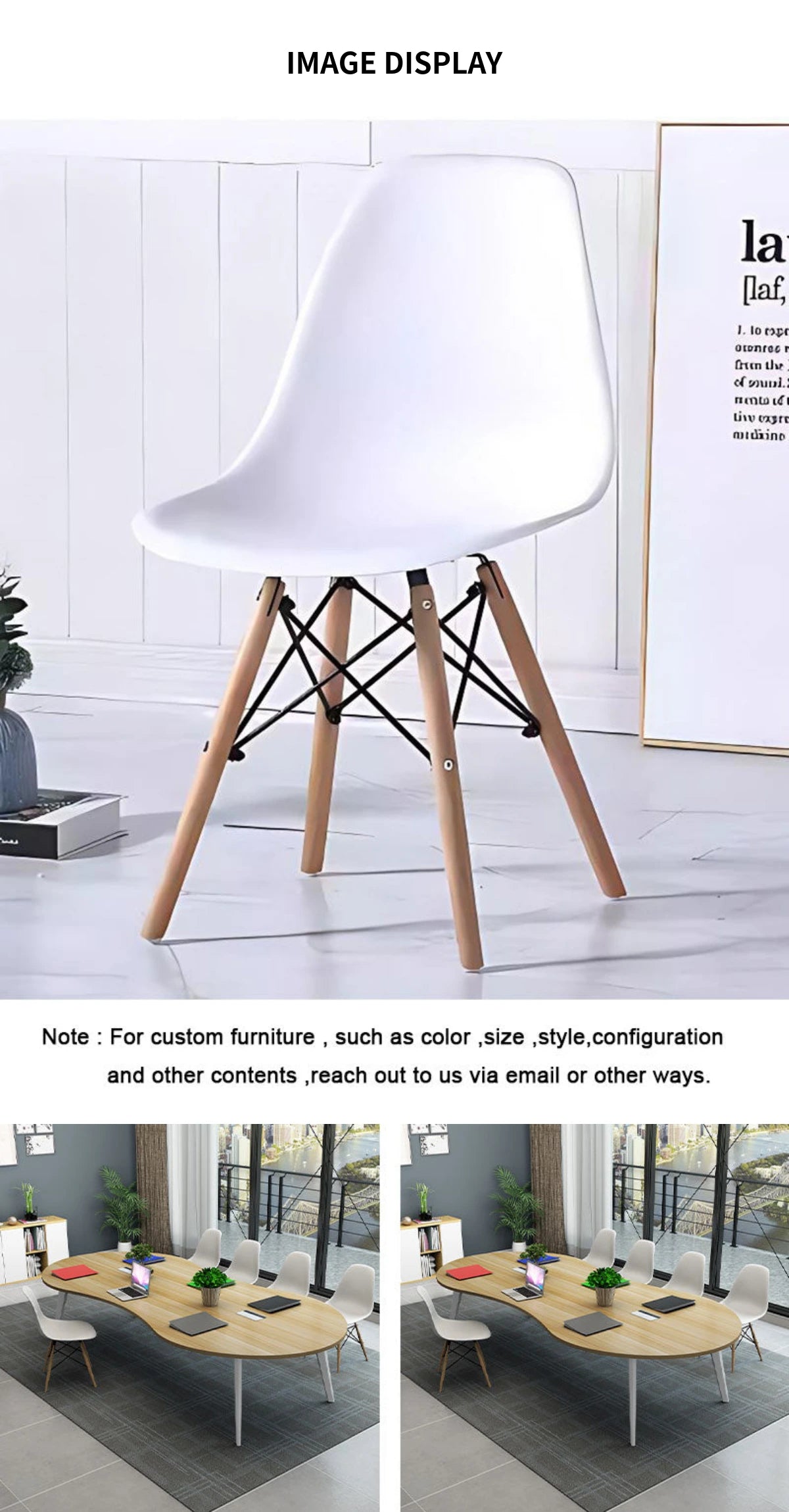 Oval Conference Table with Cable Management, Solid Wood & Lumbar Support for Meeting Room — Detail image 8