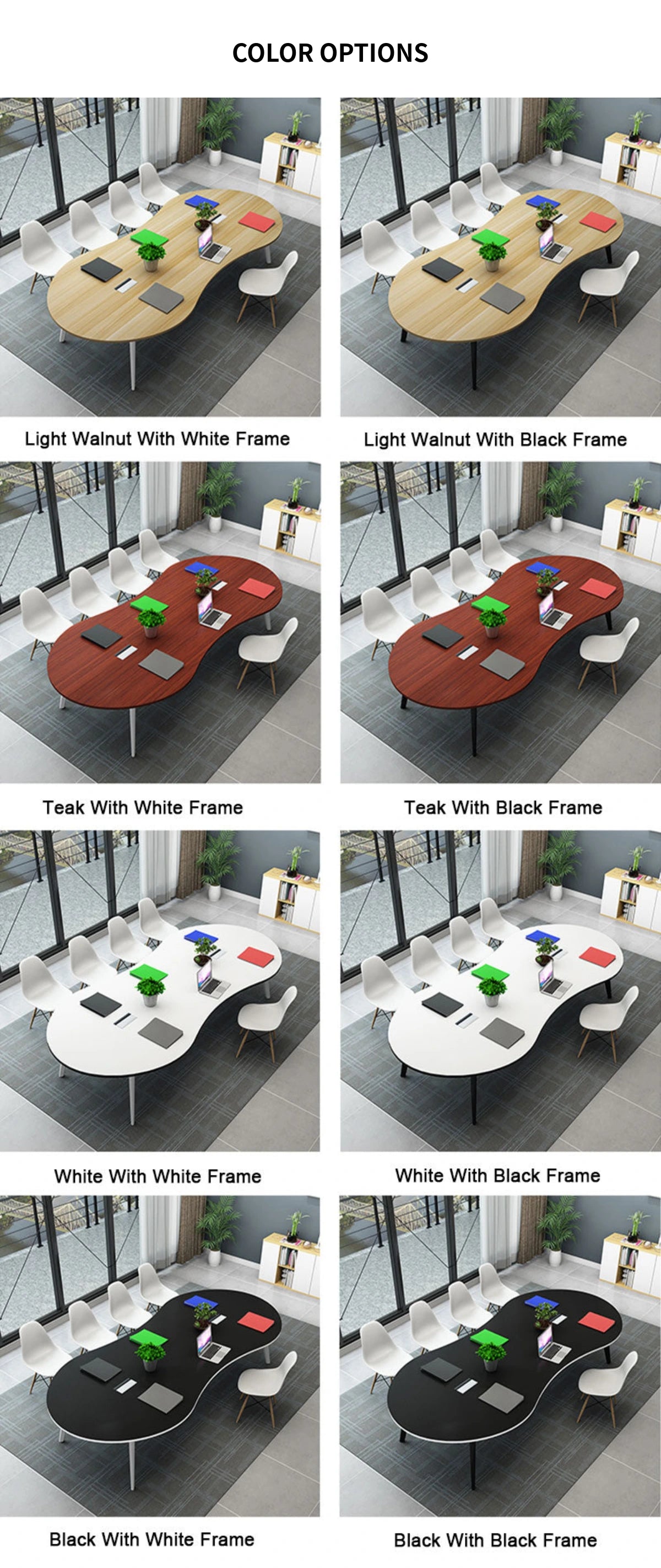 Oval Conference Table with Cable Management, Solid Wood & Lumbar Support for Meeting Room — Detail image 10