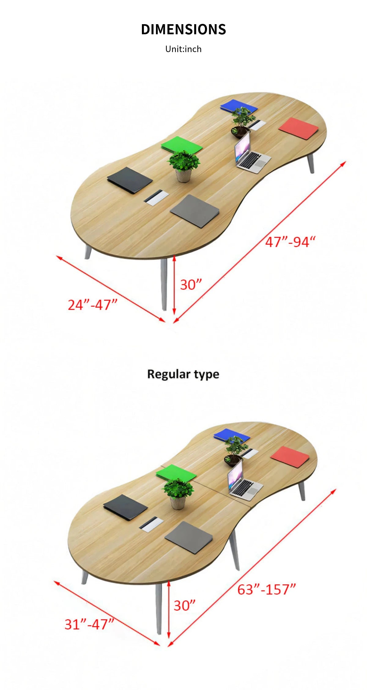Oval Conference Table with Cable Management, Solid Wood & Lumbar Support for Meeting Room — Detail image 11
