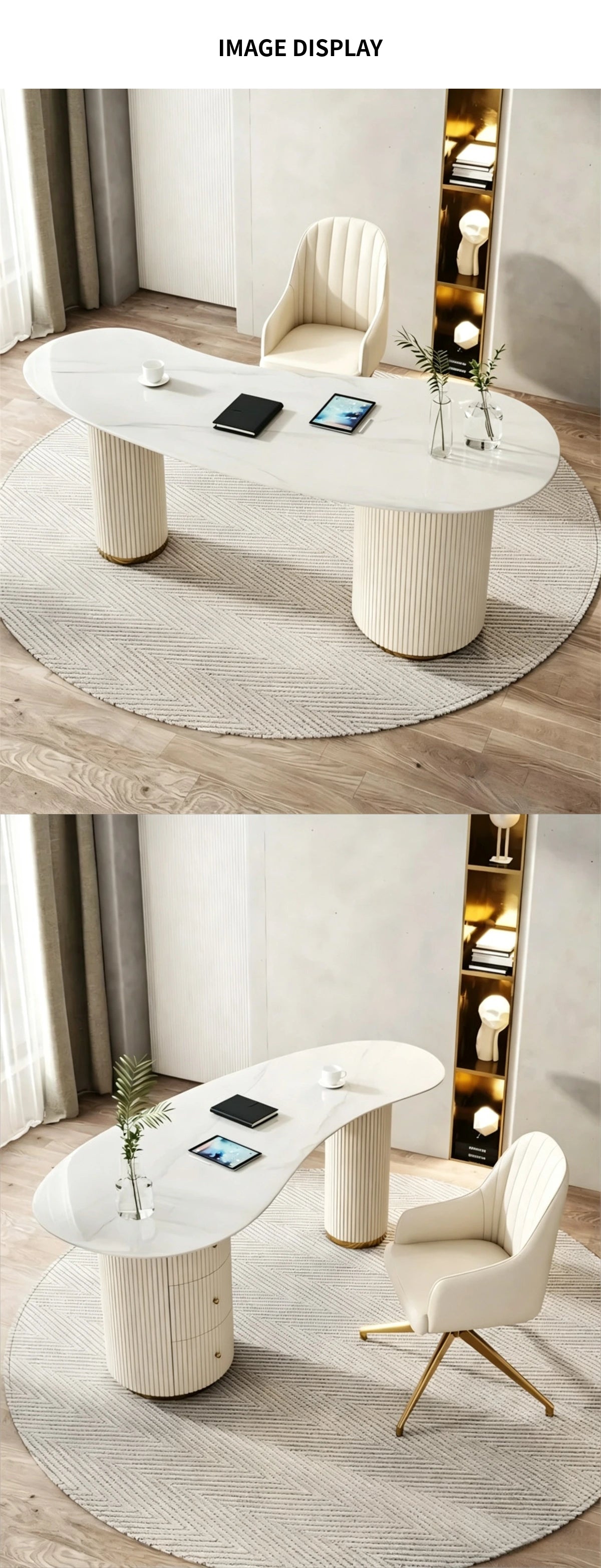 Curved Reception Desk 22-79 in Wide with File Drawers for Salon — Detail image 5
