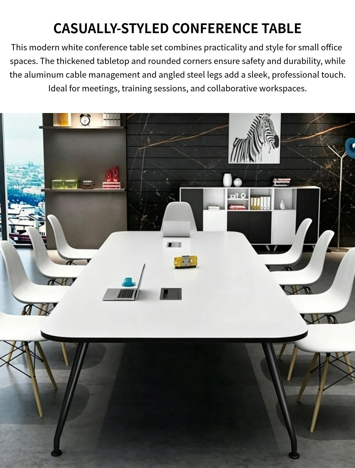 Curved Conference Table with Cable Management & Lumbar Support for Meeting Room — Detail image 1