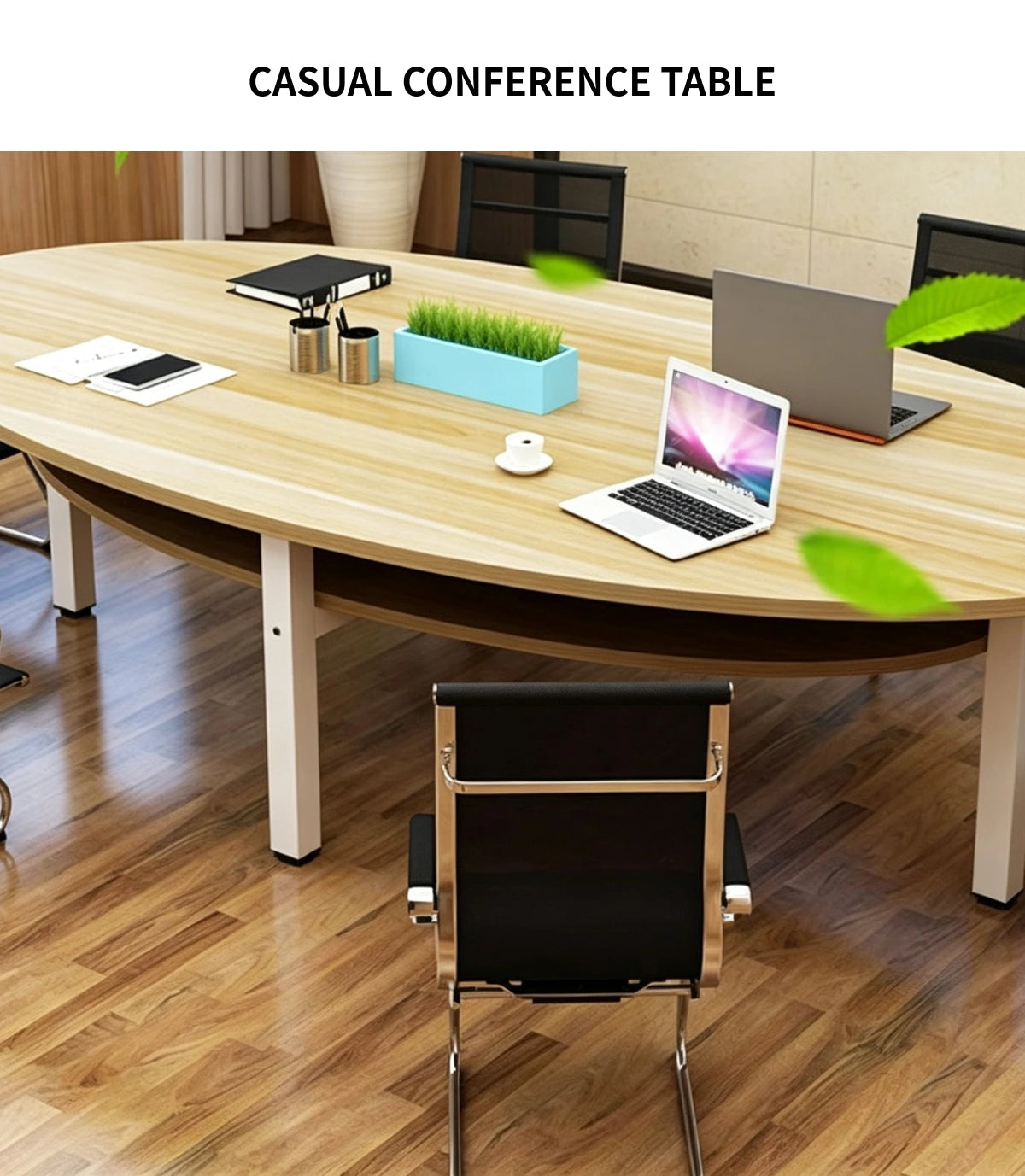 Oval Conference Table 47-94 in Wide (3.9-7.8 ft) with Lumbar Support for Meeting Room — Detail image 1