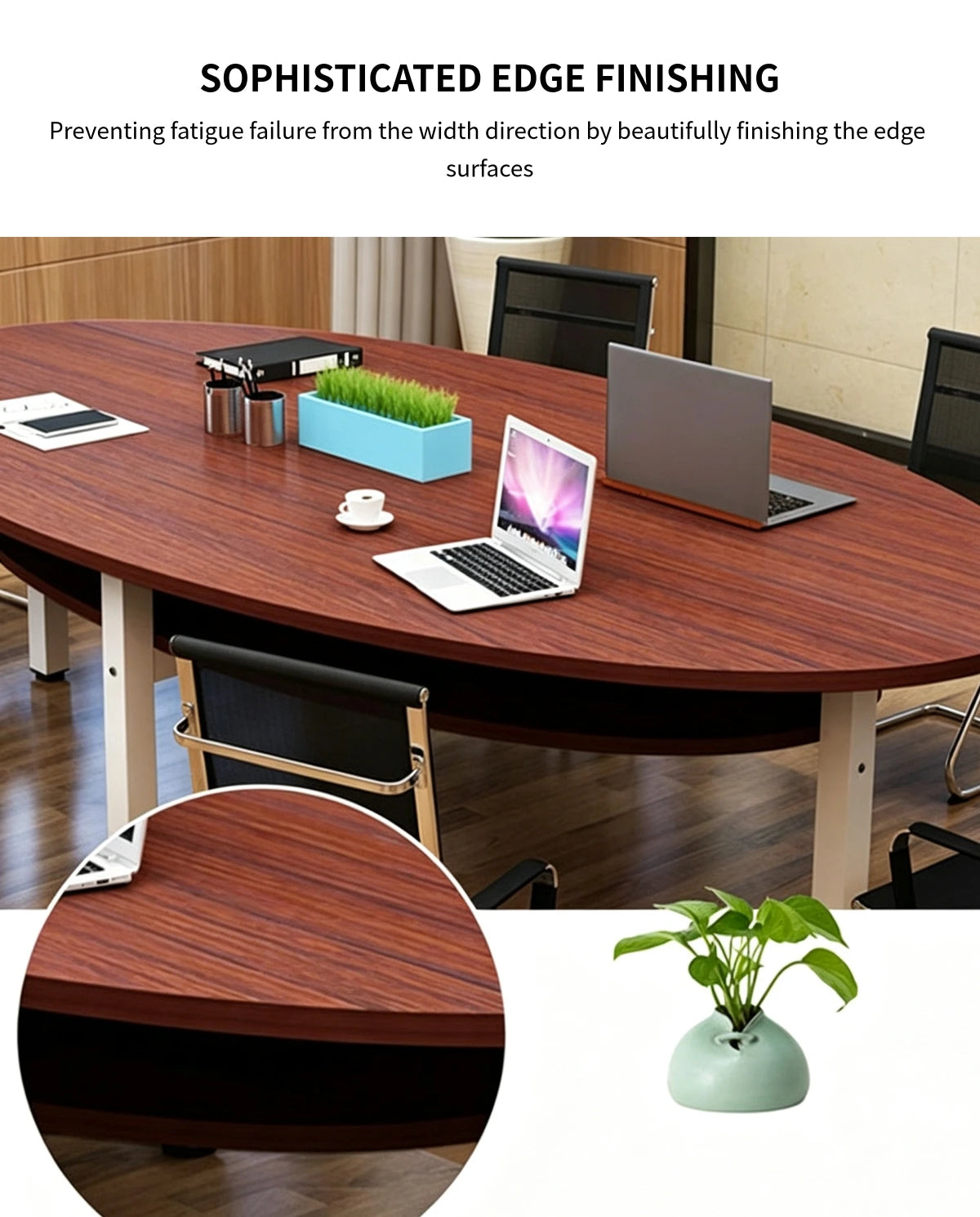 Oval Conference Table 47-94 in Wide (3.9-7.8 ft) with Lumbar Support for Meeting Room — Detail image 3