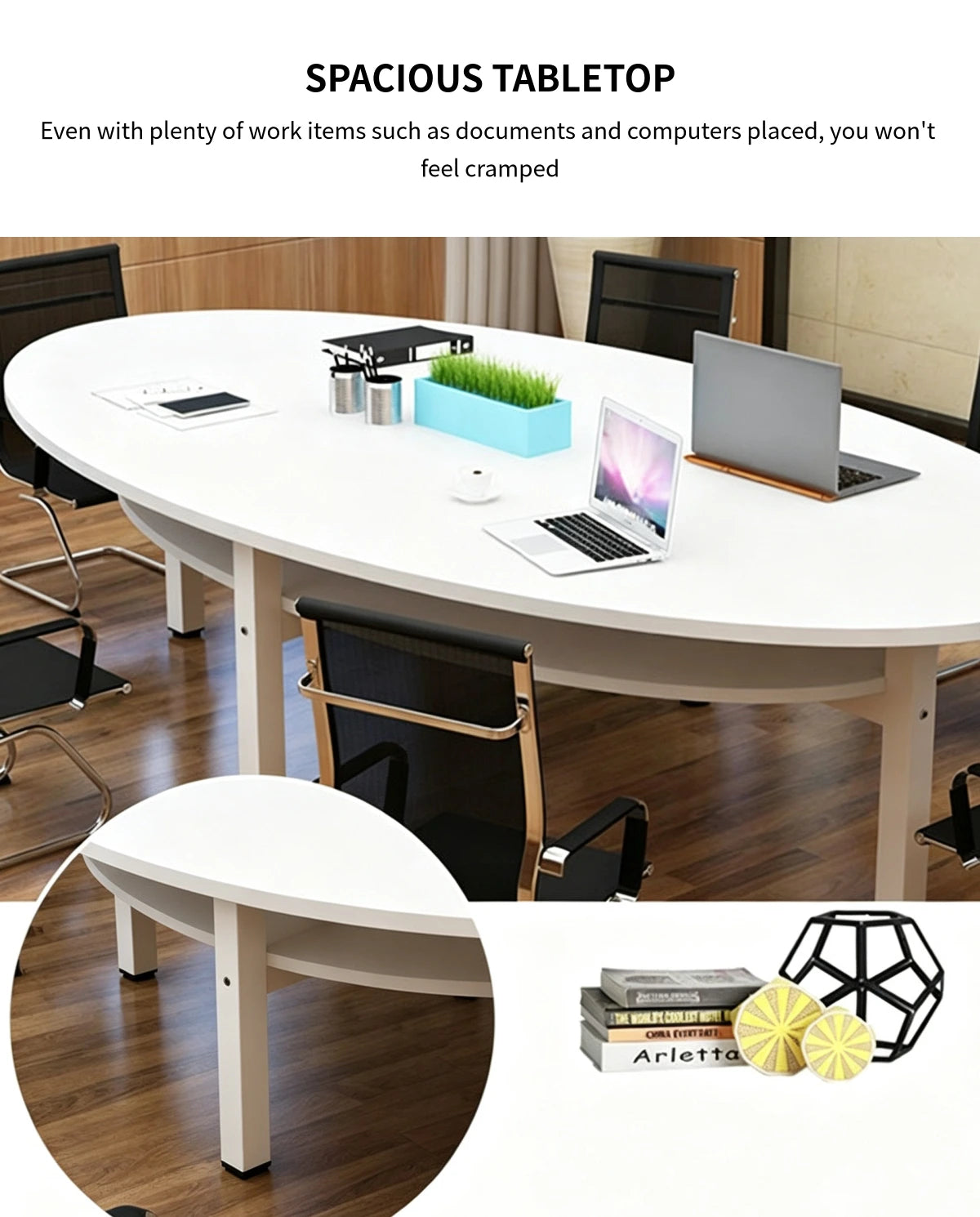 Oval Conference Table 47-94 in Wide (3.9-7.8 ft) with Lumbar Support for Meeting Room — Detail image 5