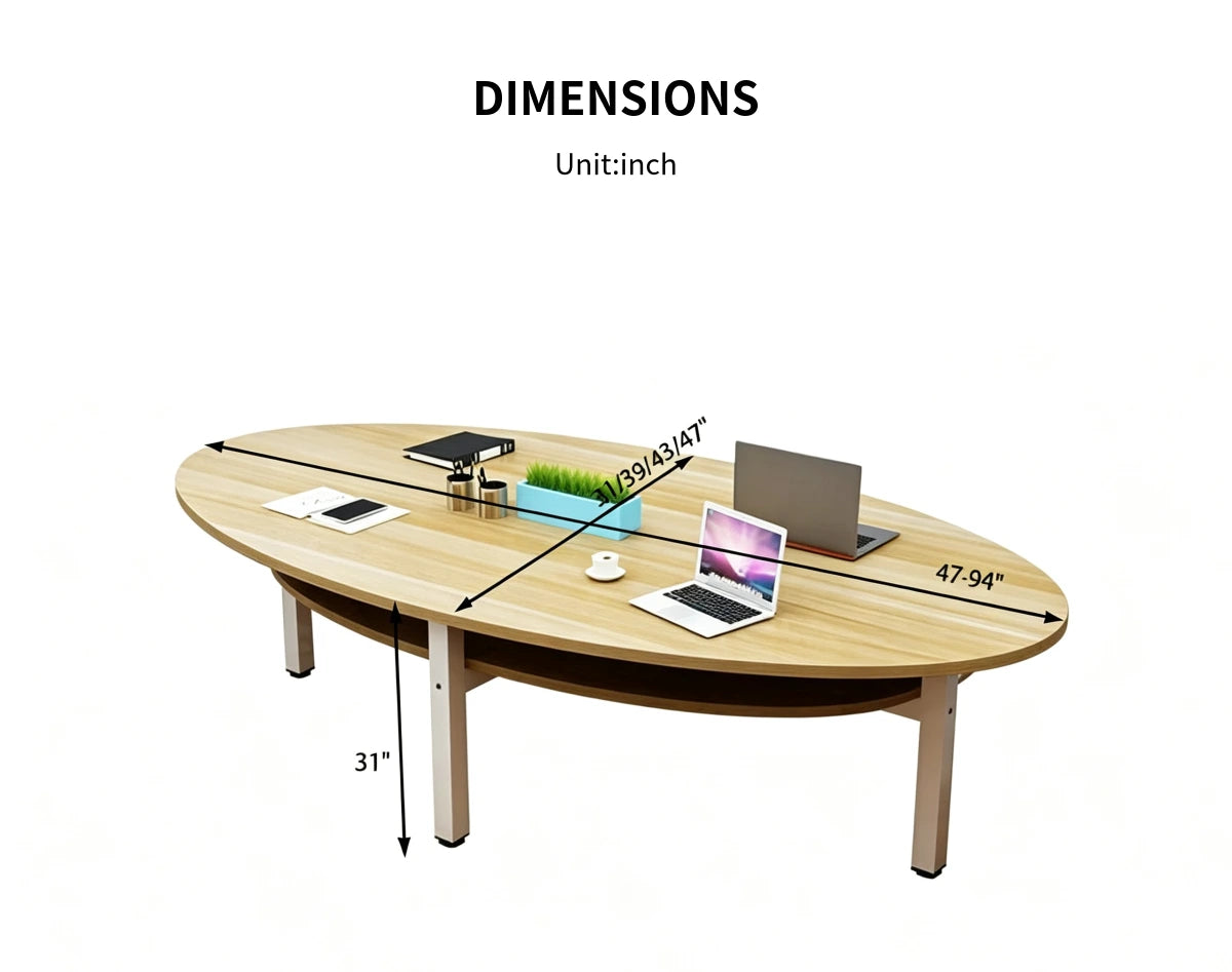 Oval Conference Table 47-94 in Wide (3.9-7.8 ft) with Lumbar Support for Meeting Room — Detail image 9
