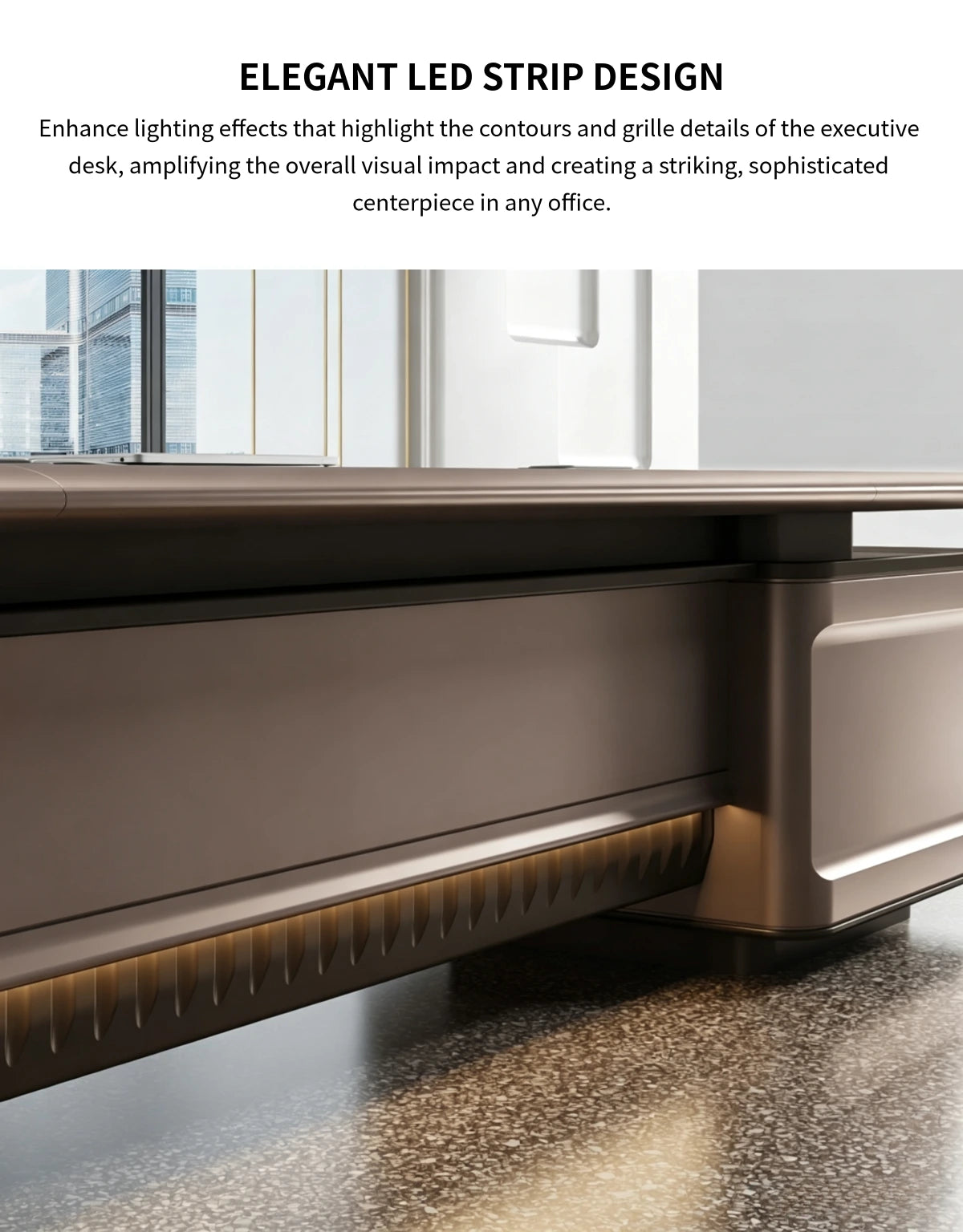 Modern Executive Desk with Cable Management & Lumbar Support for Home Office — Detail image 3