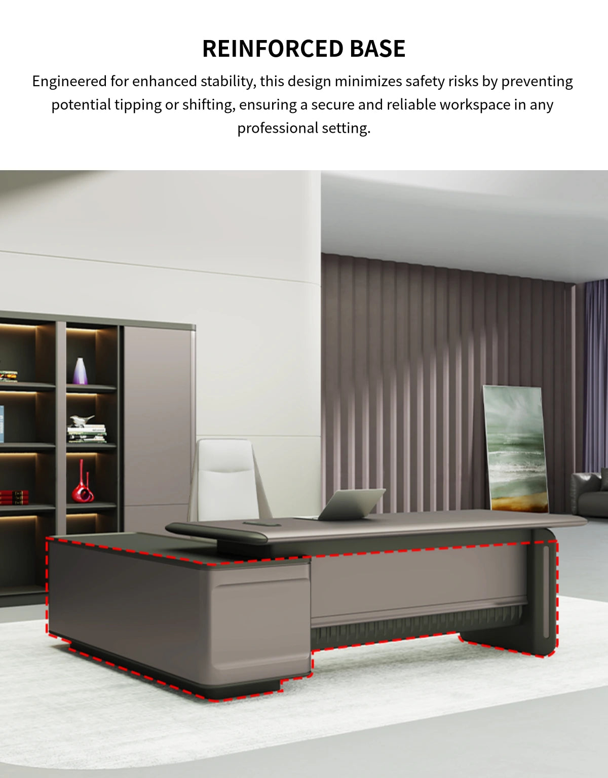 Modern Executive Desk with Cable Management & Lumbar Support for Home Office — Detail image 4