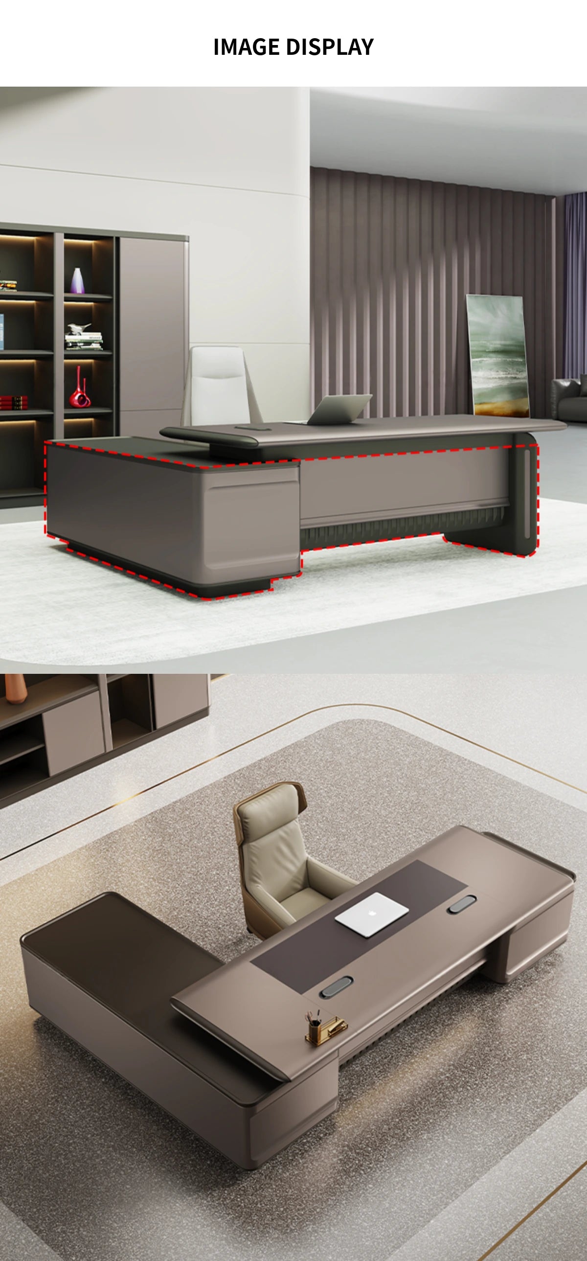 Modern Executive Desk with Cable Management & Lumbar Support for Home Office — Detail image 6