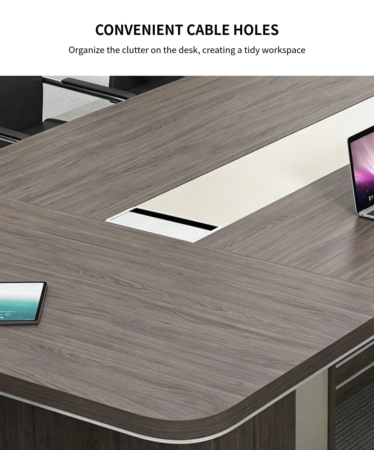 Curved Conference Table 79-315 in Wide (6.6-26.2 ft) with Cable Management — Detail image 4