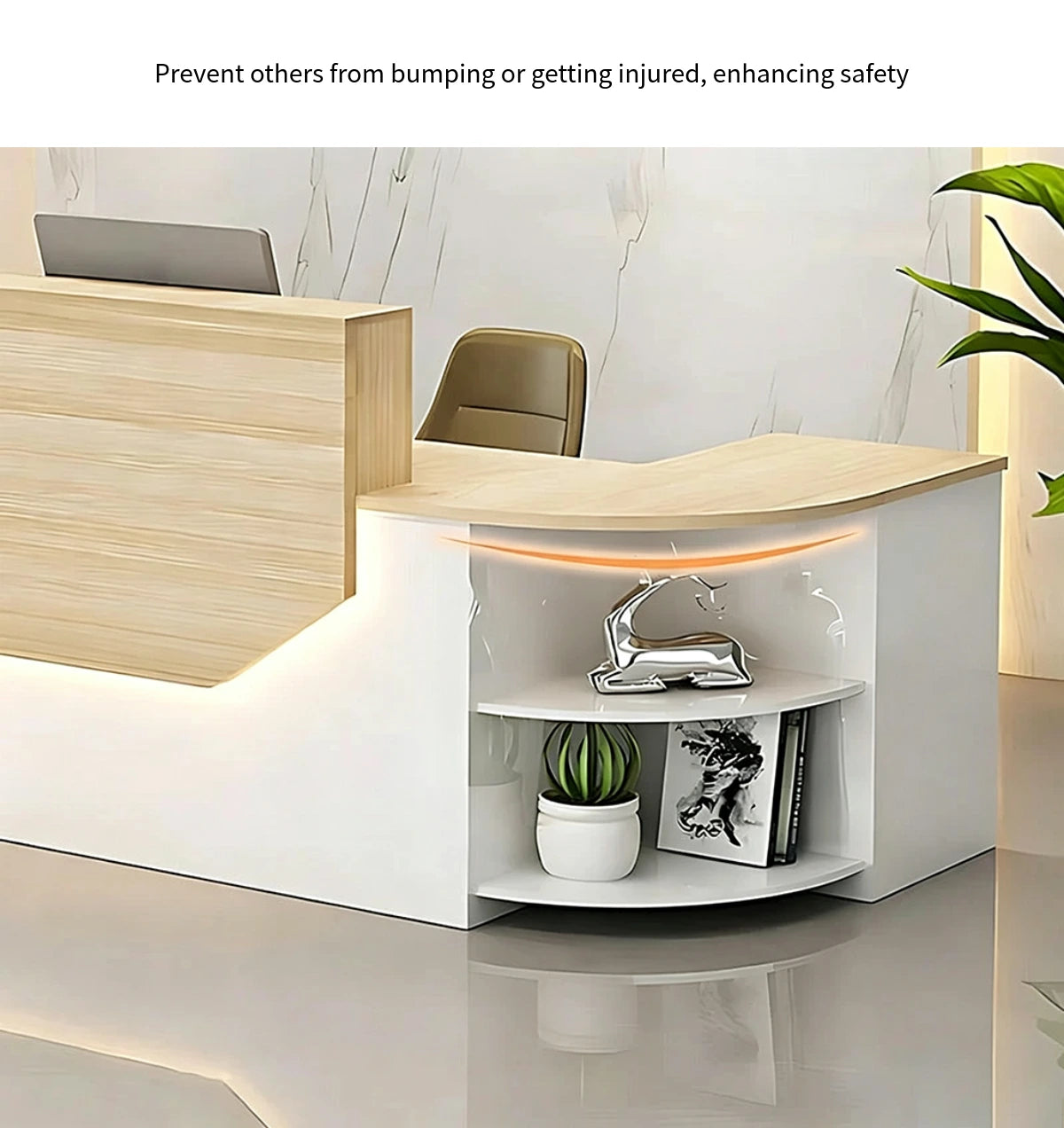 L-Shaped Reception Desk 55-126 in Wide with Dual-Tone, Keyboard Tray & Lumbar Support — Detail image 6