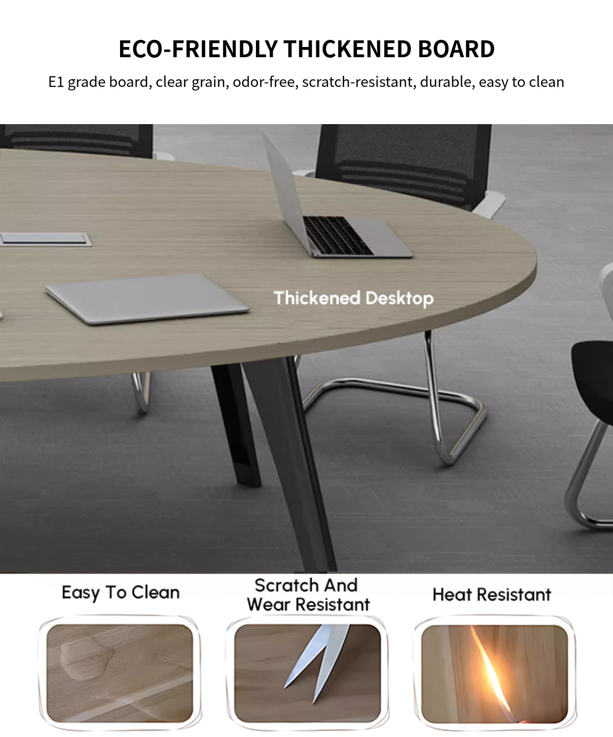 Oval Conference Table with Cable Management & Lumbar Support for Meeting Room — Detail image 3