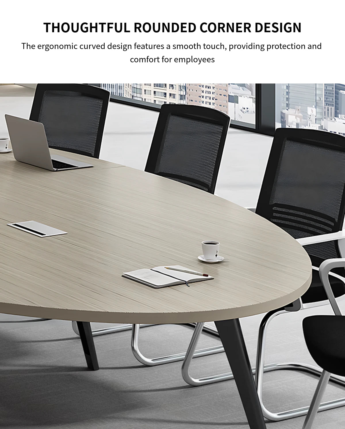 Oval Conference Table with Cable Management & Lumbar Support for Meeting Room — Detail image 6