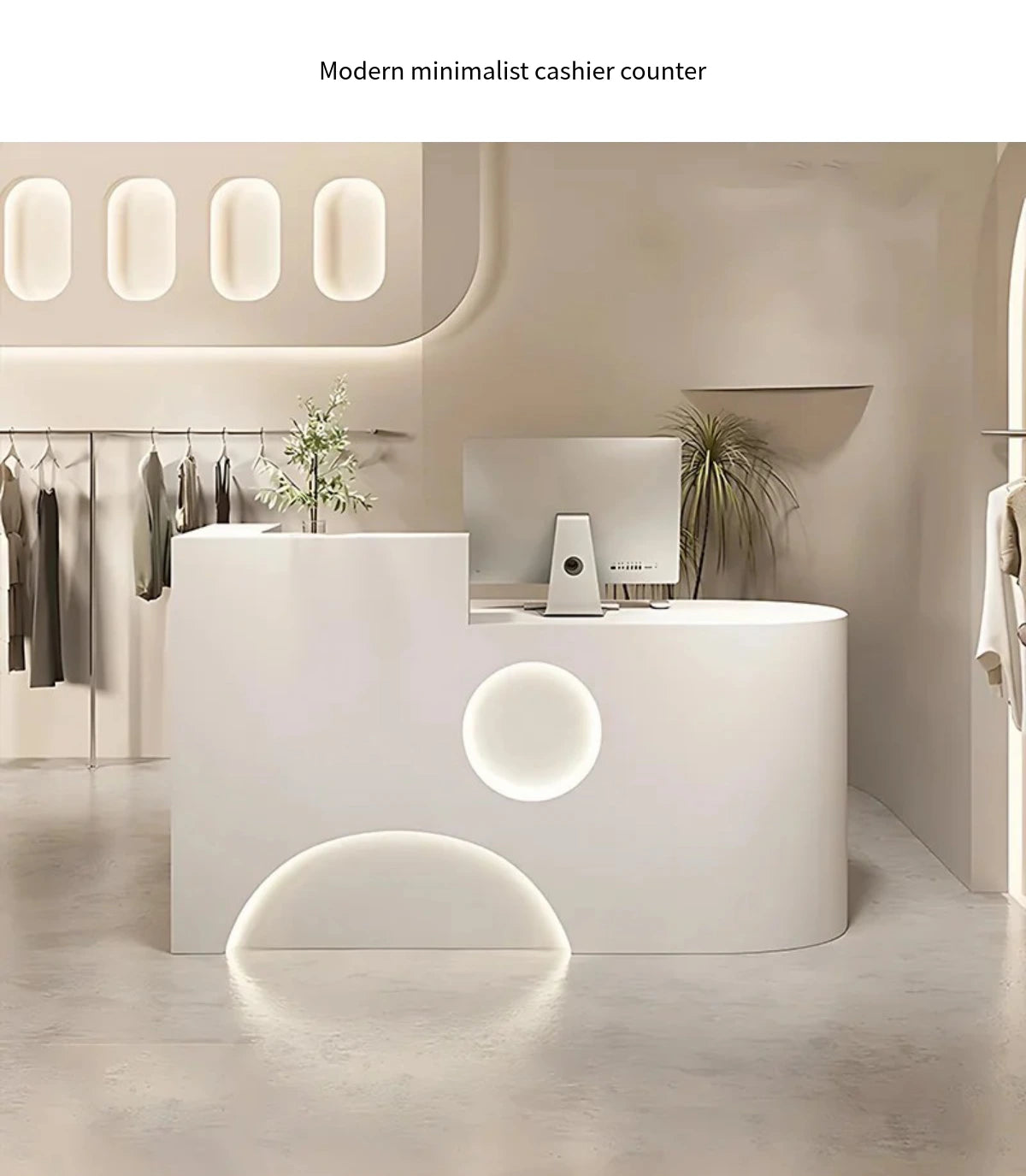 Curved Reception Desk 39-71 in Wide with Lumbar Support for Retail — Detail image 1