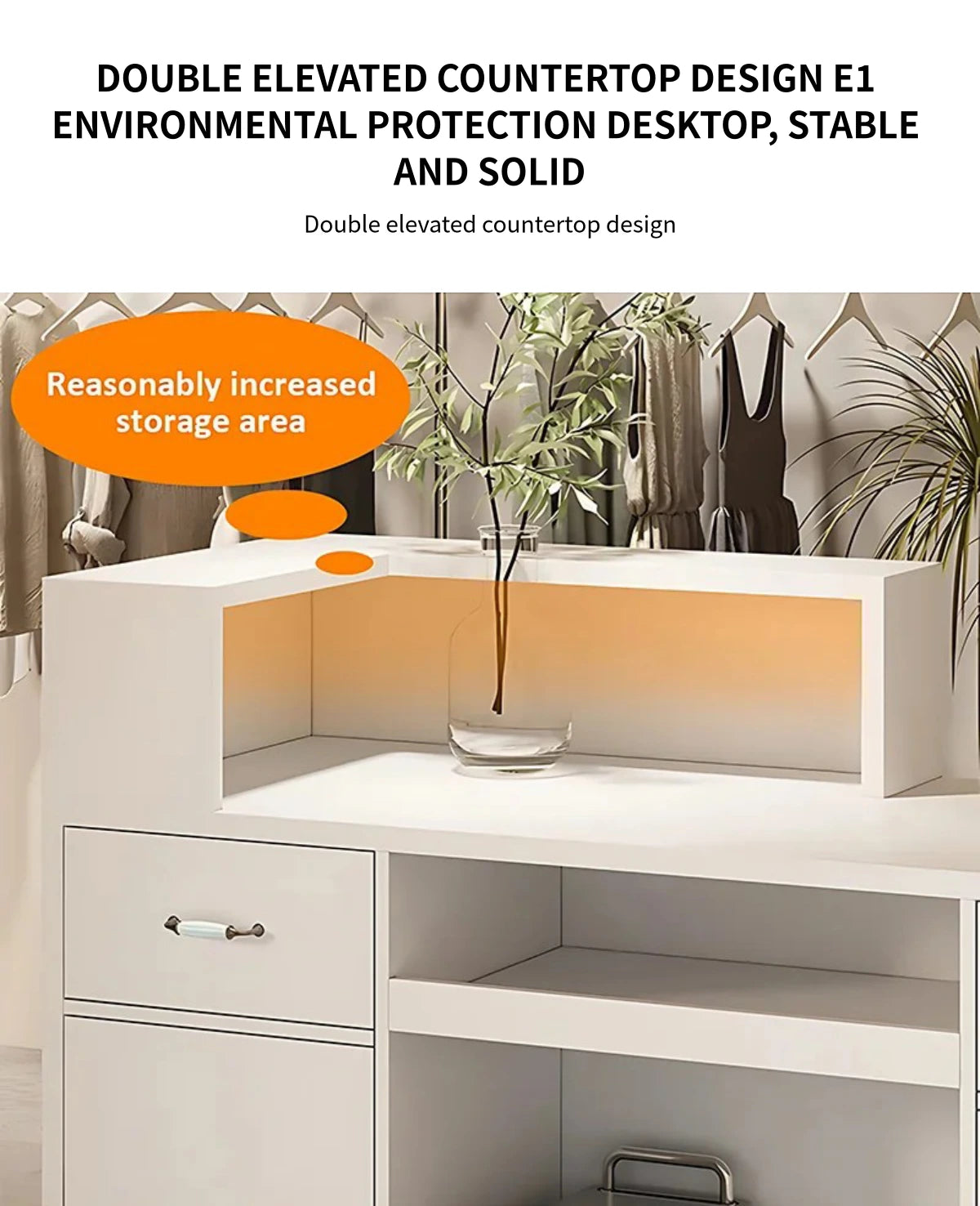 Curved Reception Desk 39-71 in Wide with Lumbar Support for Retail — Detail image 4