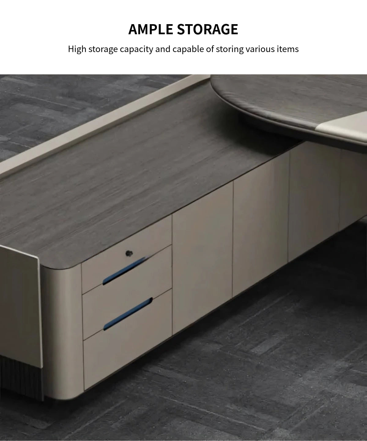 Modern Executive Desk 28-144 in Wide with Curved & Lumbar Support for Home Office — Detail image 4