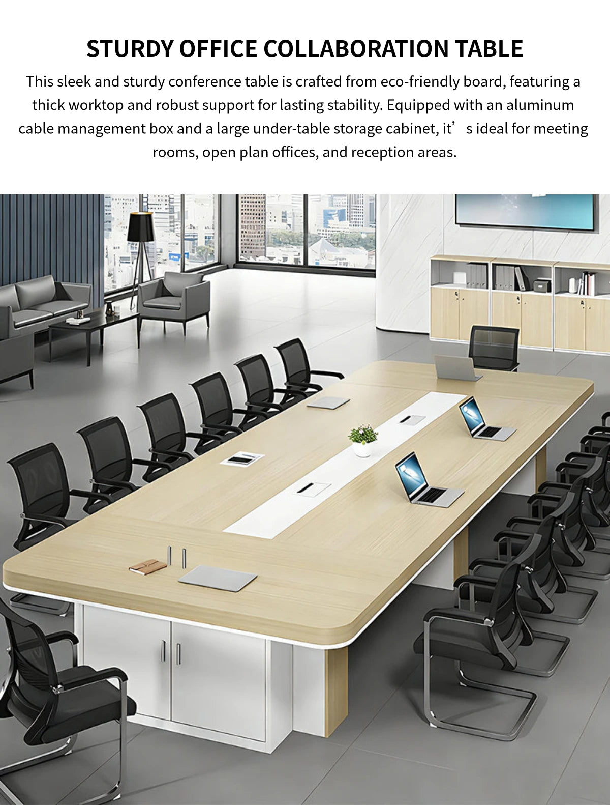 Rectangular Conference Table with Cable Management, Lumbar Support & Transaction Counter — Detail image 1