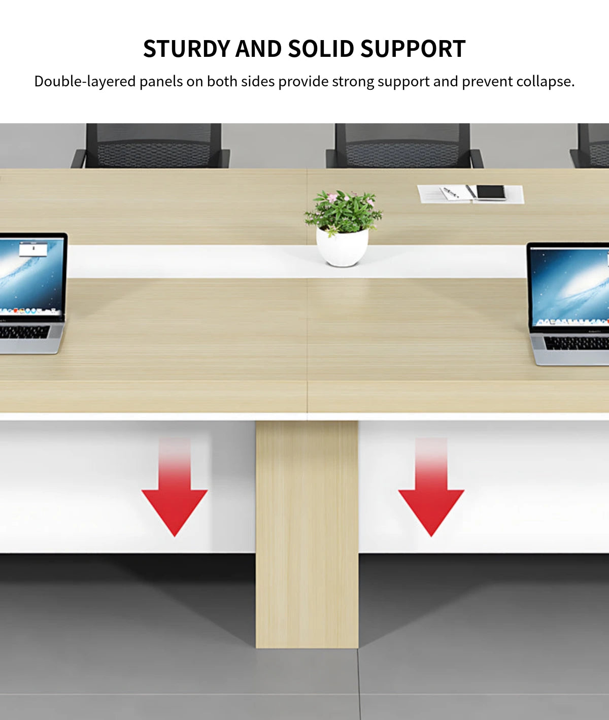 Rectangular Conference Table with Cable Management, Lumbar Support & Transaction Counter — Detail image 5
