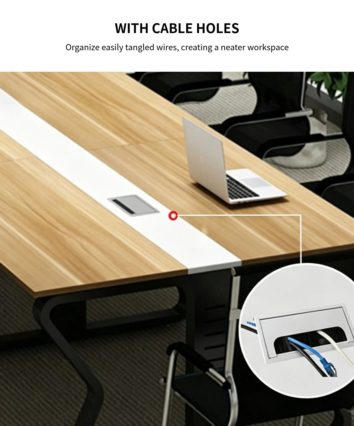 Modern Conference Table 47-236 in Wide (3.9-19.7 ft) with Cable Management — Detail image 3