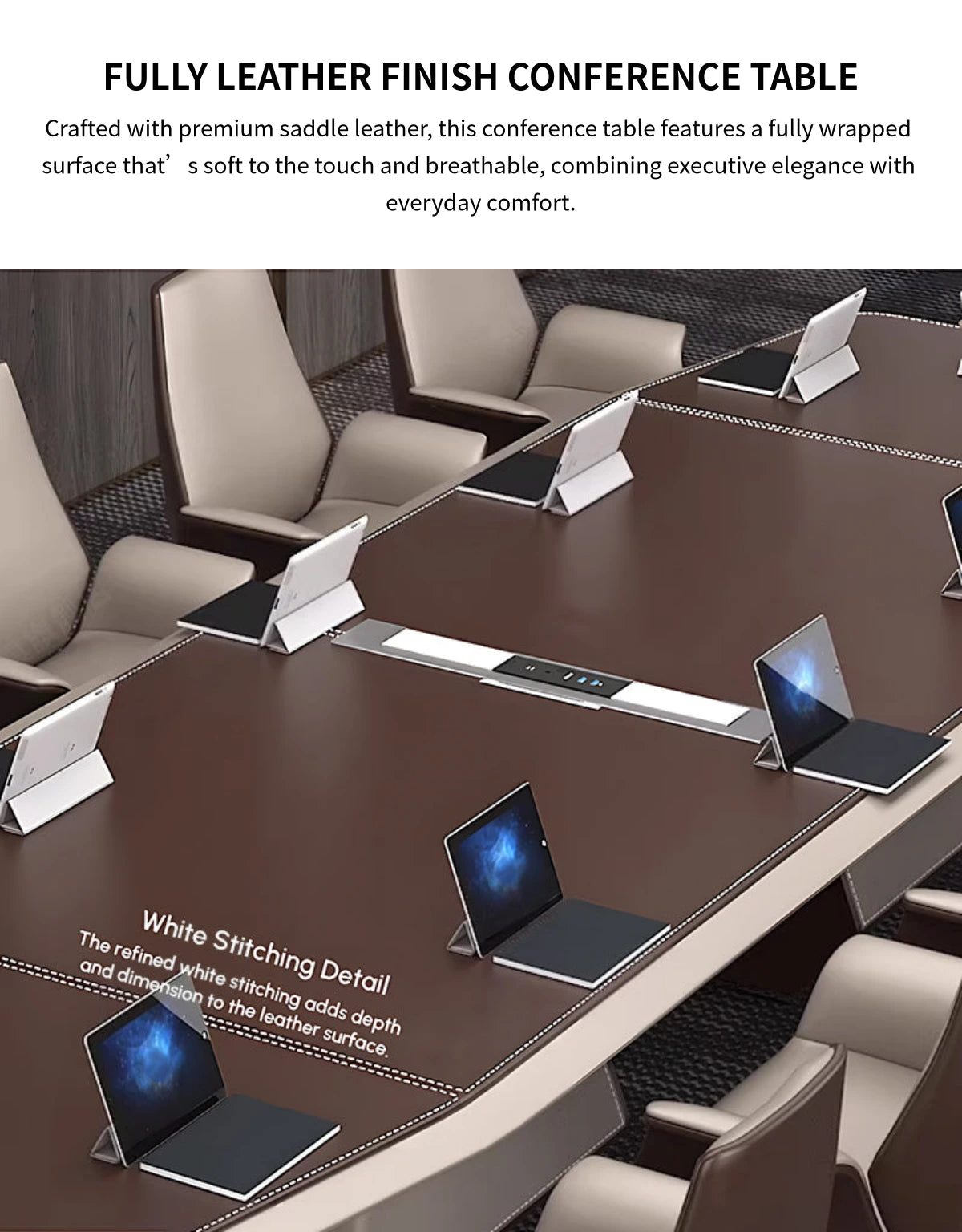 L-Shaped Conference Table with Cable Management, Breathable Mesh & Lumbar Support — Detail image 4