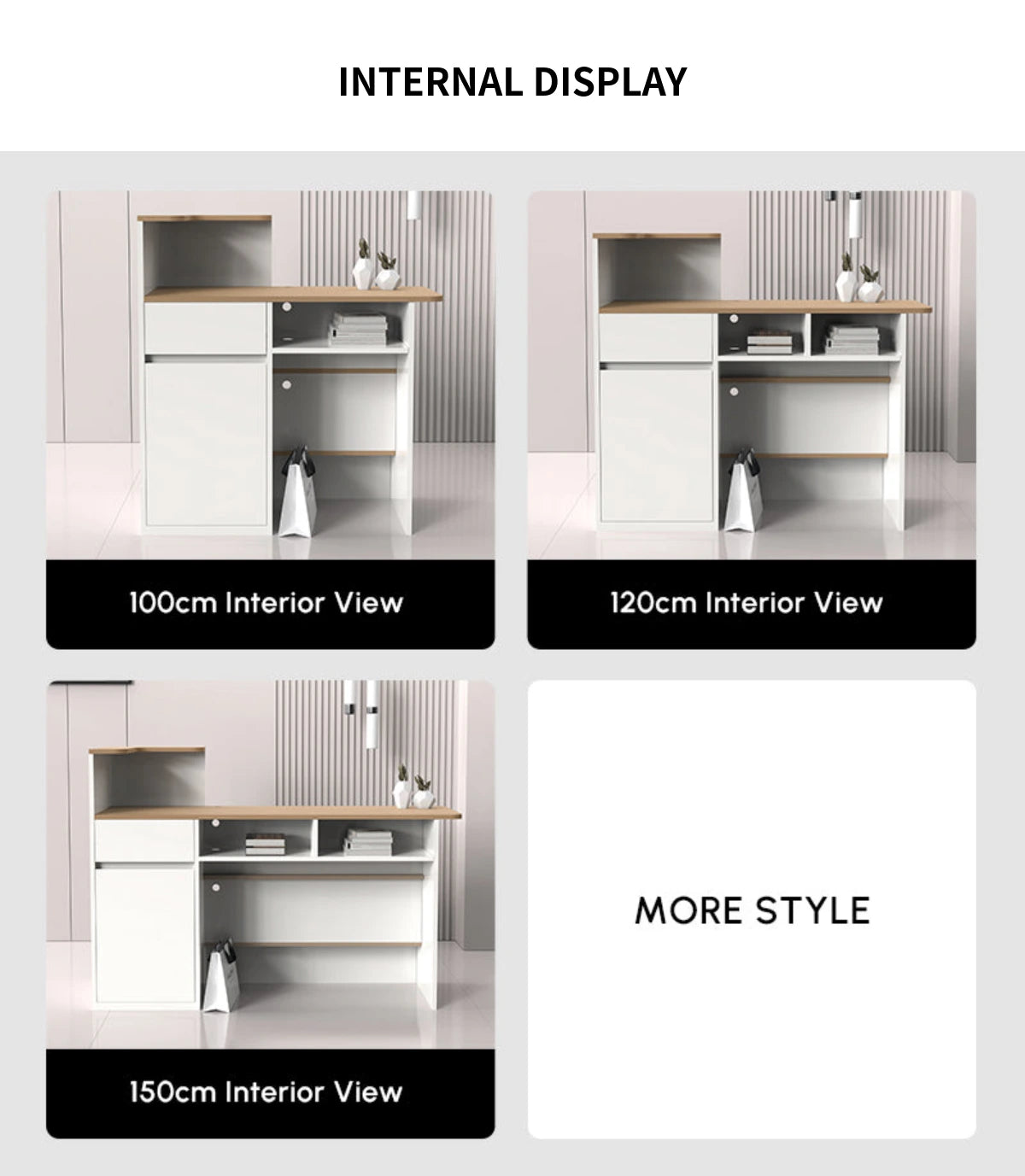 Curved Reception Desk 47-59 in Wide with Cable Management, LED Lighting & File Drawers — Detail image 9