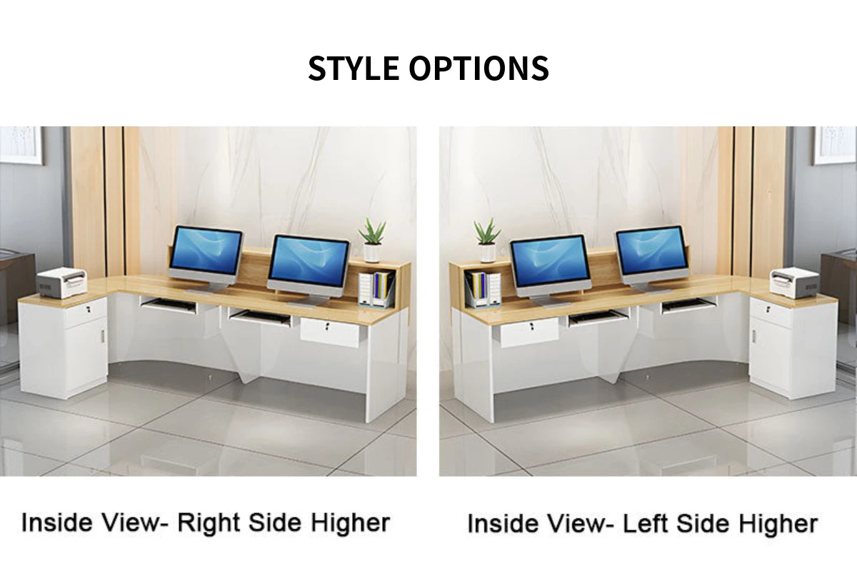 L-Shaped Reception Desk 55-118 in Wide with Lockable & File Drawers for Retail — Detail image 10
