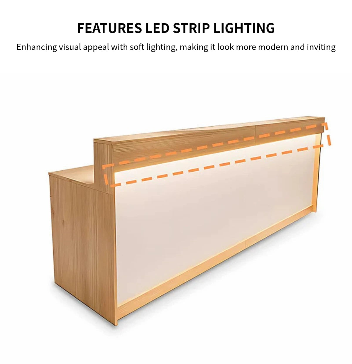 Rectangular Reception Desk with Dual-Tone, Keyboard Tray & File Drawers for Hotel Lobby — Detail image 6