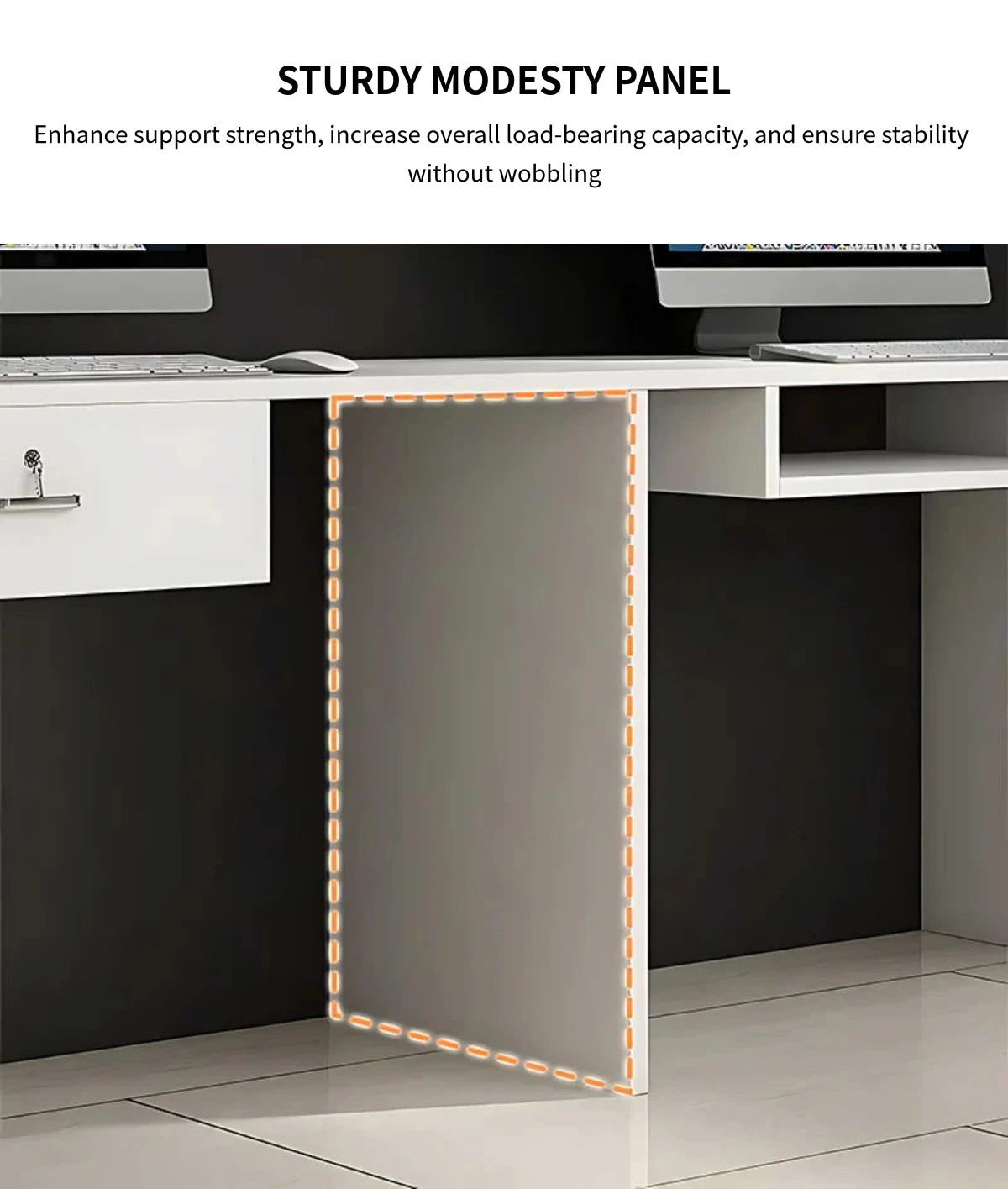 Rectangular Reception Desk with Dual-Tone, Keyboard Tray & File Drawers for Hotel Lobby — Detail image 7