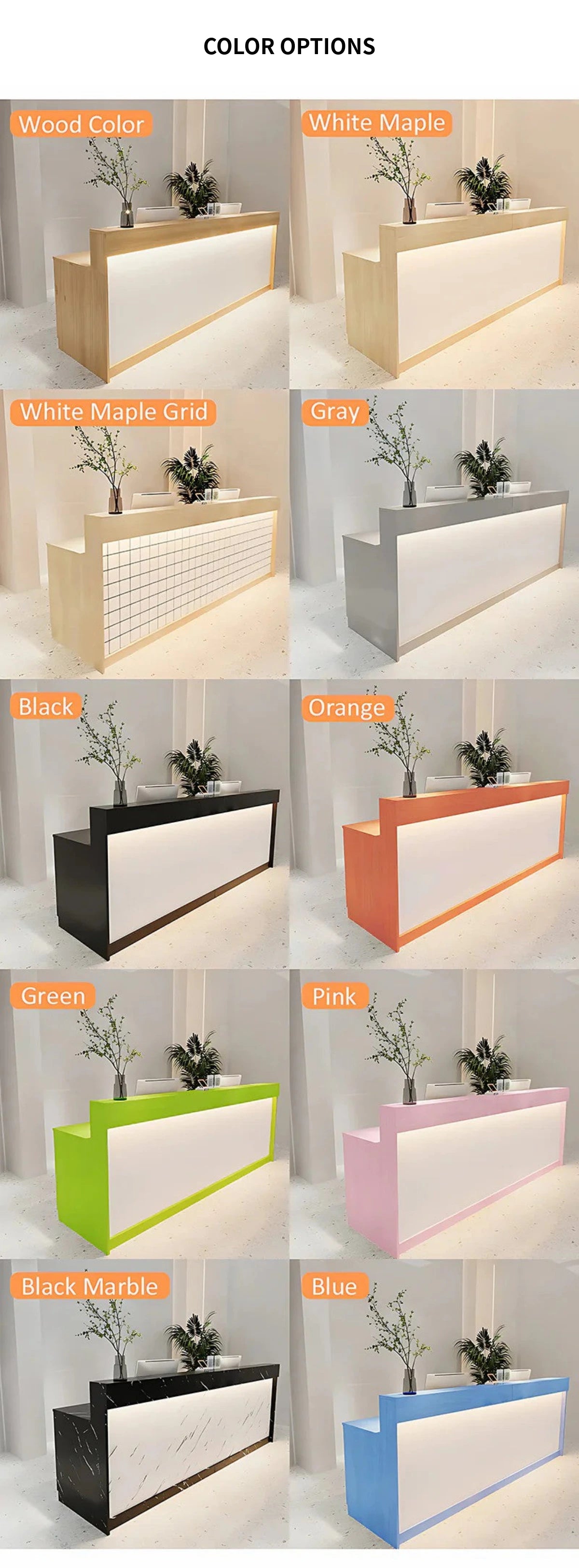 Rectangular Reception Desk with Dual-Tone, Keyboard Tray & File Drawers for Hotel Lobby — Detail image 10