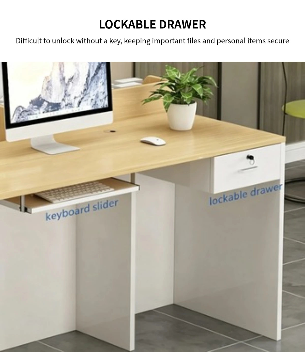 Salon Reception Desk 39-79 in Wide with Keyboard Tray, File Drawers & Side Storage — Detail image 3