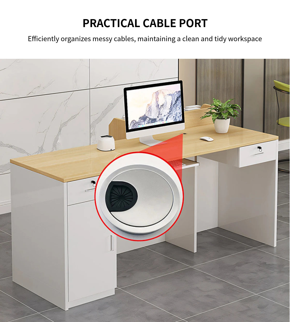 Salon Reception Desk 39-79 in Wide with Keyboard Tray, File Drawers & Side Storage — Detail image 4