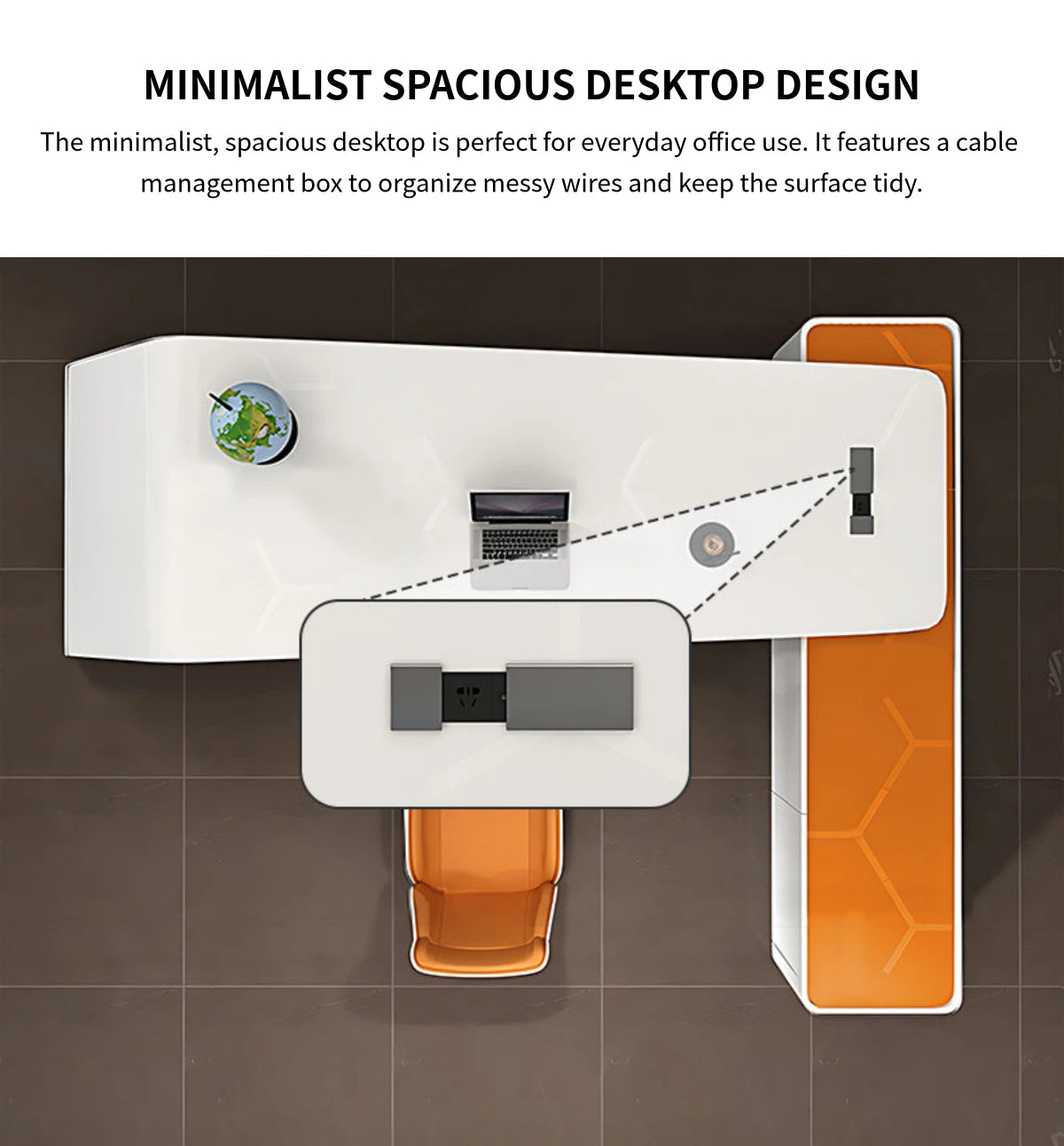 Modern Executive Desk with Cable Management, File Drawers & Lumbar Support for Home Office — Detail image 3