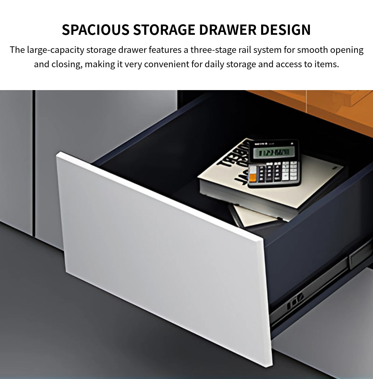 Modern Executive Desk with Cable Management, File Drawers & Lumbar Support for Home Office — Detail image 6