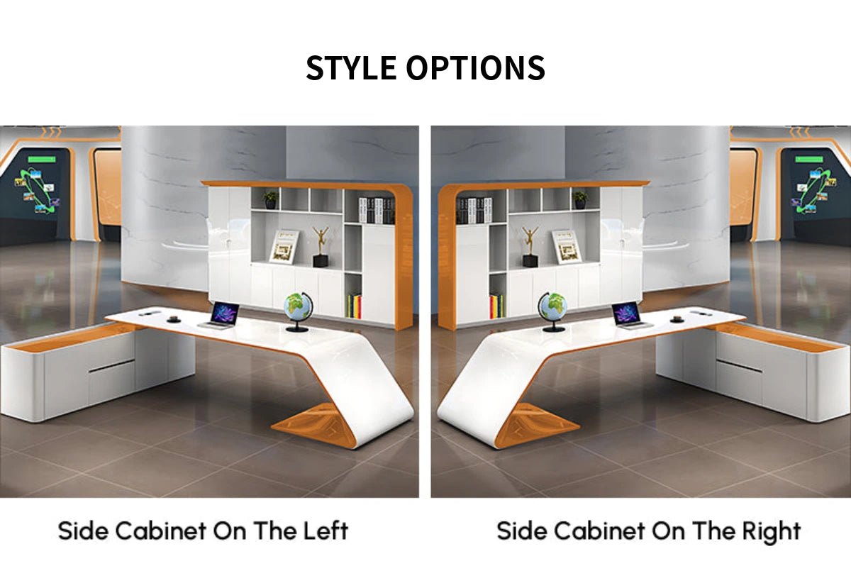 Modern Executive Desk with Cable Management, File Drawers & Lumbar Support for Home Office — Detail image 8